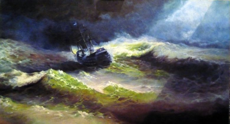 폭풍우 동안 우주선 황후 마리아  이반 Aivazovsky