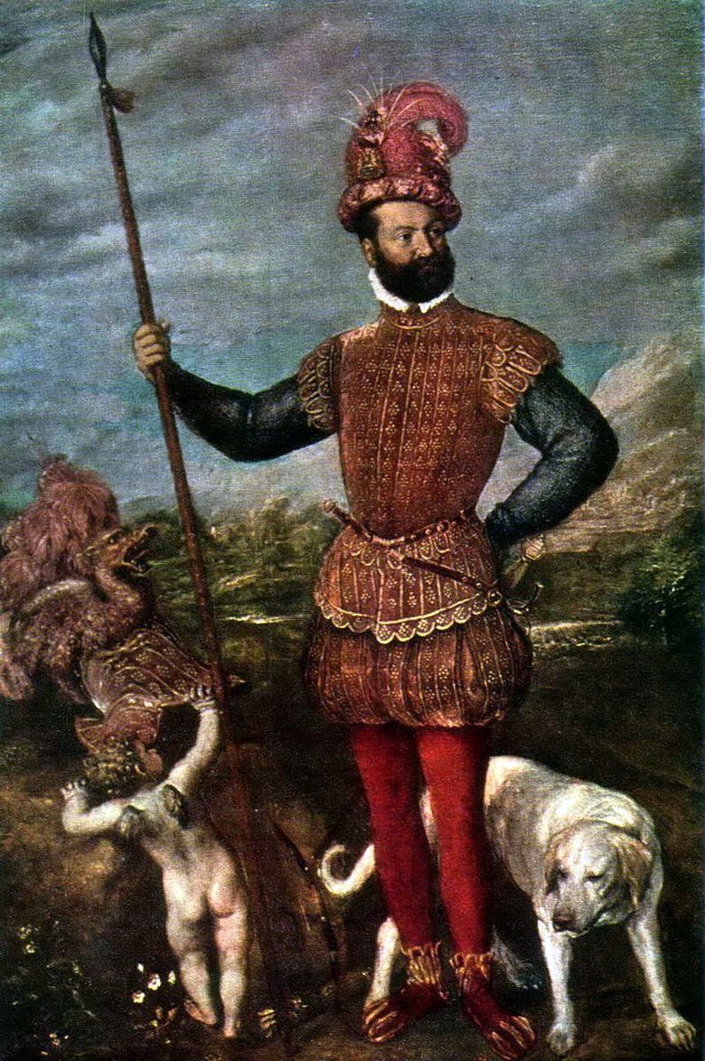 조반니 프란체스코 아쿠아 비바, 듀크 아트리 (Duke Atri)   티티 안 베첼 리오 (Titian Vecellio)의 초상화