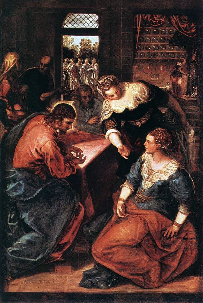 마르다와 마리아의 집에 계신 그리스도 Jacopo Tintoretto