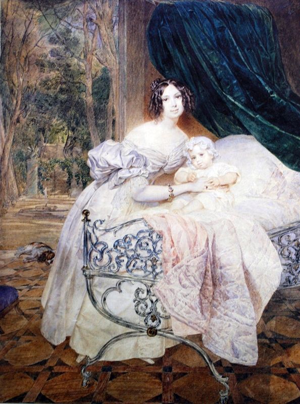 그의 딸   Karl Bryullov와 함께 Mikhail I. Buteneva의 초상화