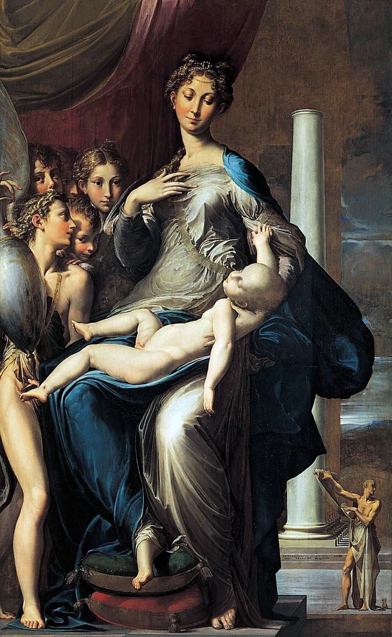 천사와 성을 가진 마돈나와 어린이 Jerome   Francesco Parmigianino