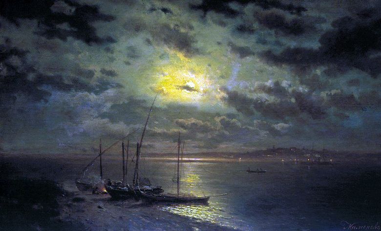 강물에 달빛의 밤   Lev Kamenev